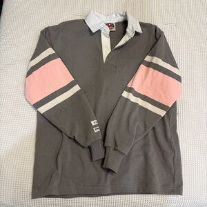 KOTN Gray Shirt with Pink and White Stripes